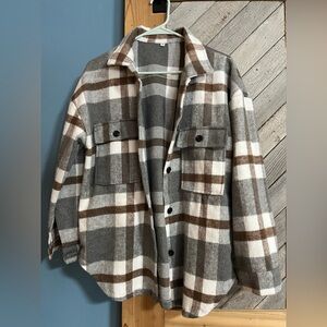 Plaid Button-Up Shacket. Cabincore. Hiking. Spring Feels. Cozy